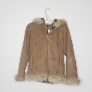 Cherokee Faux Suede Embroidered Trim Coat Size XL